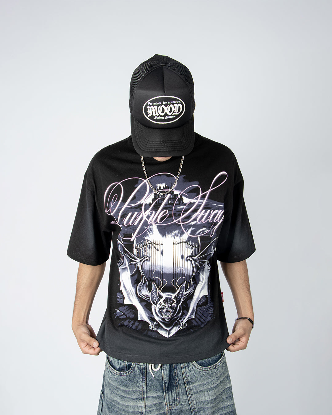 PURPLE SWAG BOXY TEE BLACK