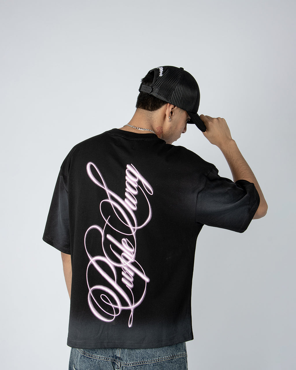 PURPLE SWAG BOXY TEE BLACK